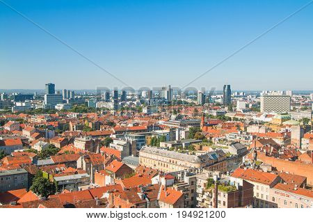 Zagreb down town skyline and modern business towers panoramic view, Croatia capital