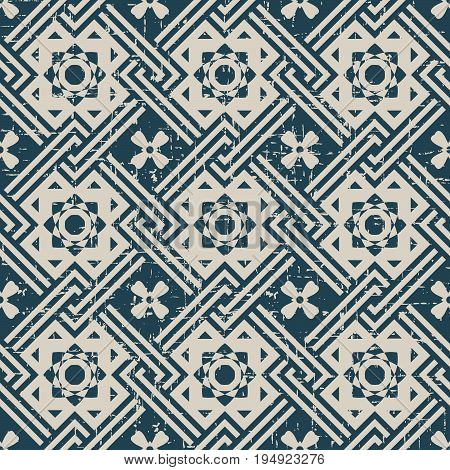 Seamless Retro Worn Out Background Cross Squre Frame Flower