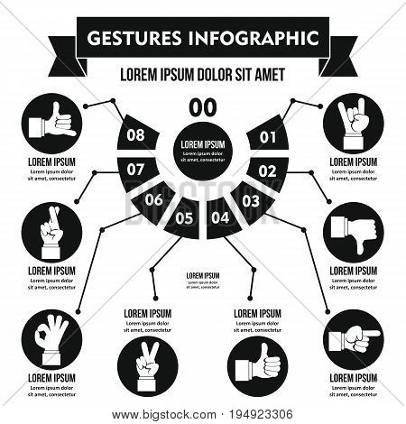 Gestures infographic banner concept. Simple illustration of gestures infographic vector poster concept for web