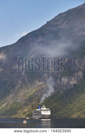 Norwegian fjord landscape. Cruise travel. Visit Norway. Tourism
