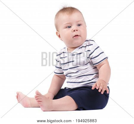 Portrait Of Smiling Baby Boy Isolated On White Background