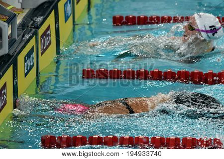 Hong Kong China - Oct 30 2016. Russian olympian and world champion breaststroke swimmer Yulia Yefimova swimming in the Women's Breaststroke 200m Preliminary Heat. FINA Swimming World Cup.
