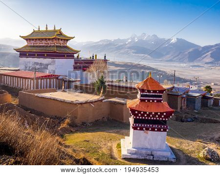 View of tibetan monastery in Dege Sichuan, China