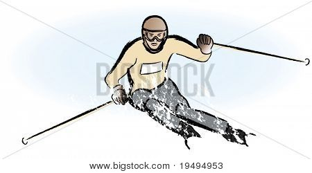 Ilustracja wektorowa z snowboarder w suchej kreda węgiel ołówek i technika akwarela