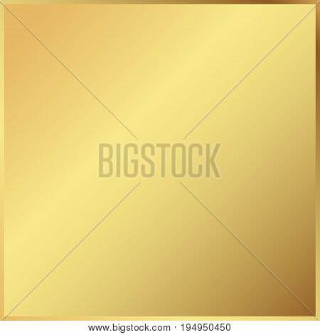 Gold background in frame. Light realistic metallic golden gradient template. metal decoration. Vector Illustration