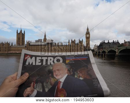 Newspaper Showing Jeremy Corbyn In London