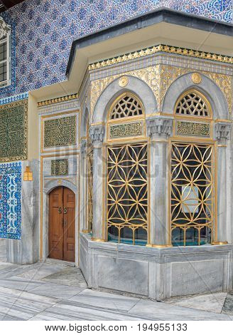 Exterior view of the shrine of Hazrat Abu Ayub Ansari Eyup Sultan Mosque, Istanbul, Turkey