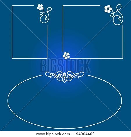 A set with three white floral frames. EPS 8 file