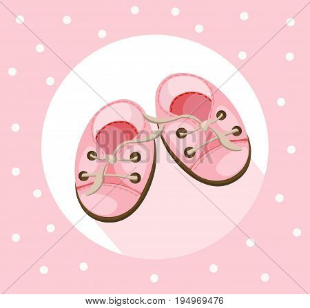 Baby crutches cute shoes Vector. Colorful summer pink shoewearing