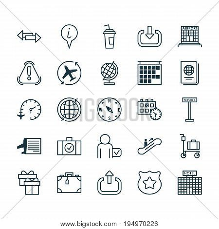 Transportation Icons Set. Collection Of World, Cop Symbol, Siren And Other Elements. Also Includes Symbols Such As Exclamation, Globetrotter, Resort.