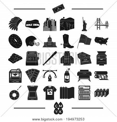 construction, tourism, isport and other  icon in black style.tools, business, roulette, icons in set collection