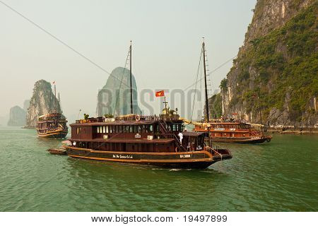 Boats In Beautiful Halong Bay