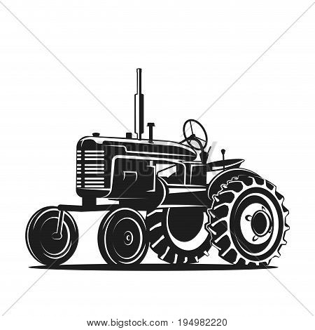 old tractor on white background vector illustration