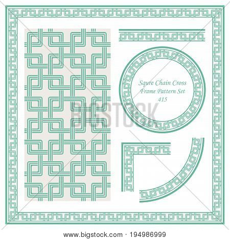 Vintage Border Pattern Of Squre Chain Cross Geometry