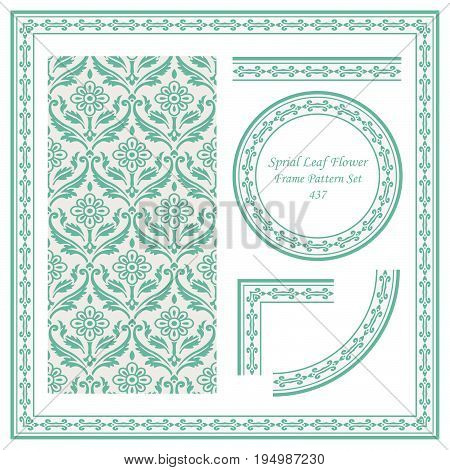 Vintage Border Pattern Of Sprial Leaf Flower Vine