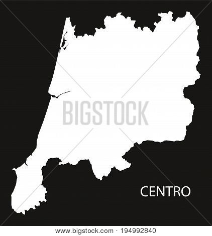 Centro Portugal Map Black Inverted Silhouette Illustration Shape