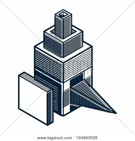 Isometric abstract vector dimensional shape polygonal figure