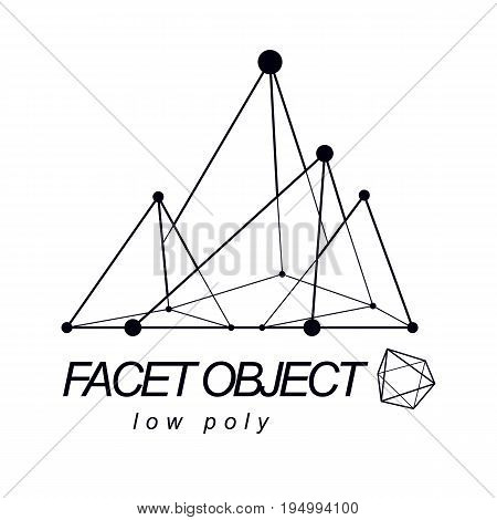 Abstract vector 3d mesh polygonal object. Communication technologies modern logotype.