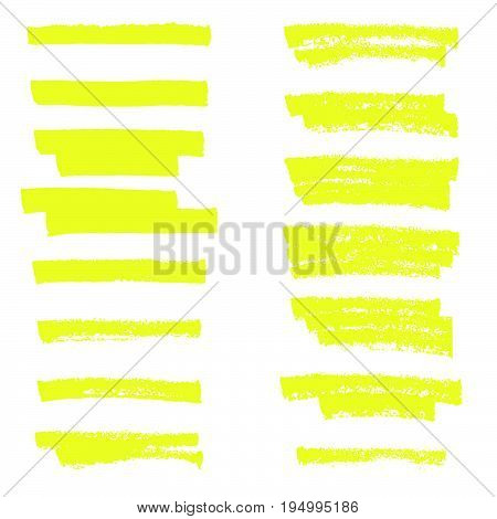 Vector highlighter brush lines. Hand drawing. Line marker