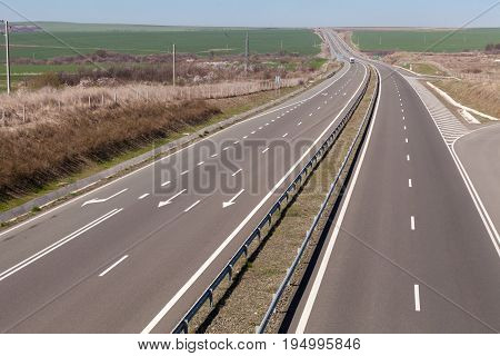 Two way highway in Bulgaria. A1 Trakia