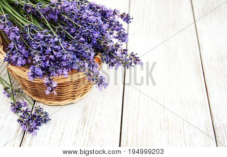 Basket With Lavanda Flowers