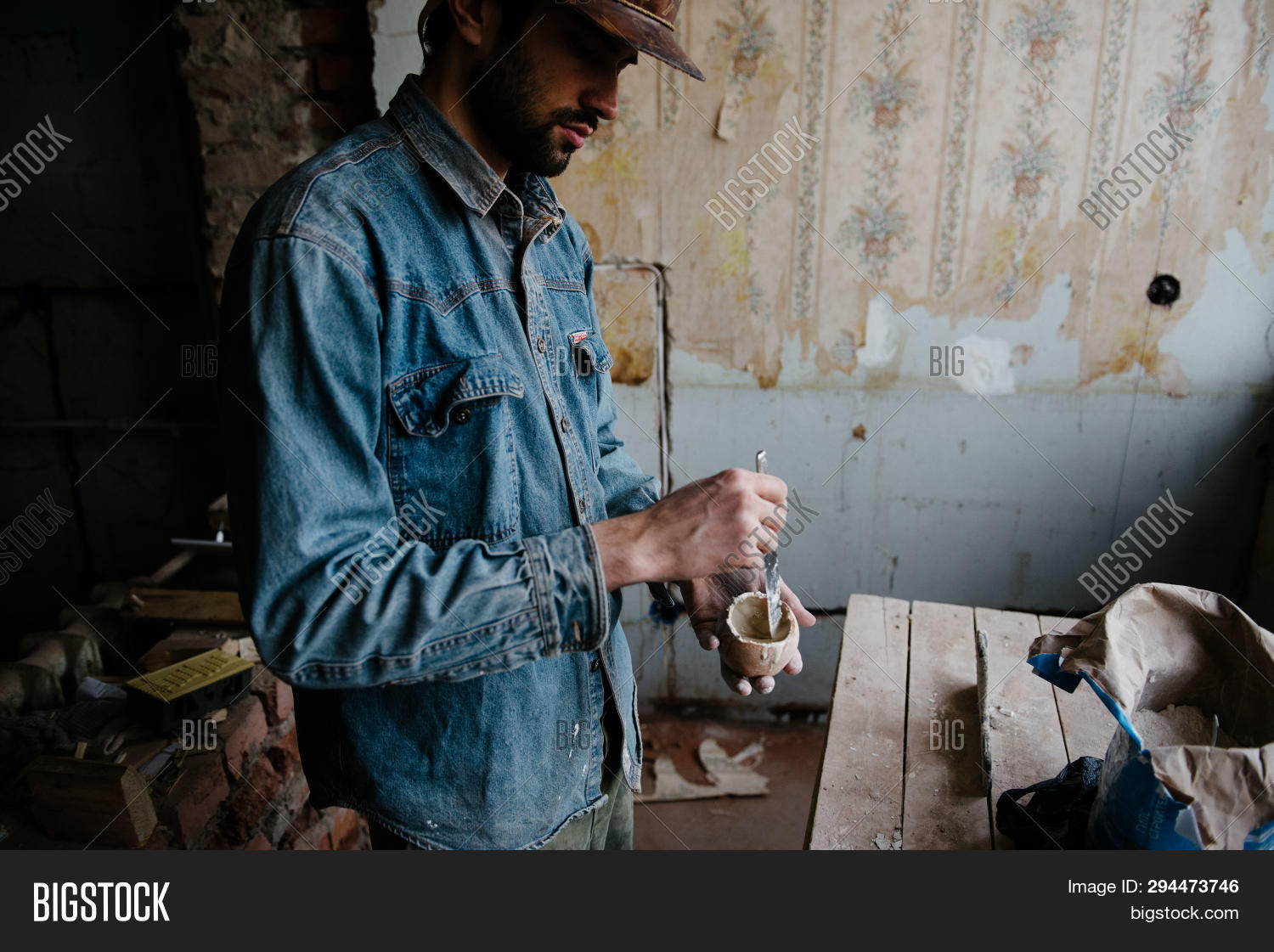 Manually Mixing Gypsum Image & Photo (Free Trial) Bigstock