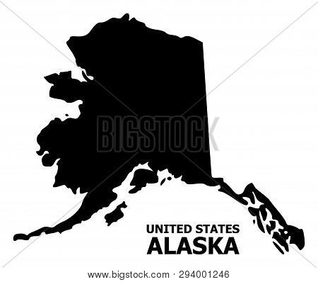 Vector Map Of Alaska State With Name. Map Of Alaska State Is Isolated On A White Background. Simple 