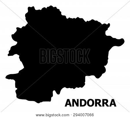 Vector Map Of Andorra With Caption. Map Of Andorra Is Isolated On A White Background. Simple Flat Ge