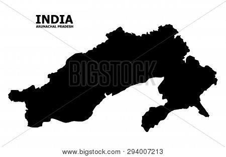 Vector Map Of Arunachal Pradesh State With Name. Map Of Arunachal Pradesh State Is Isolated On A Whi