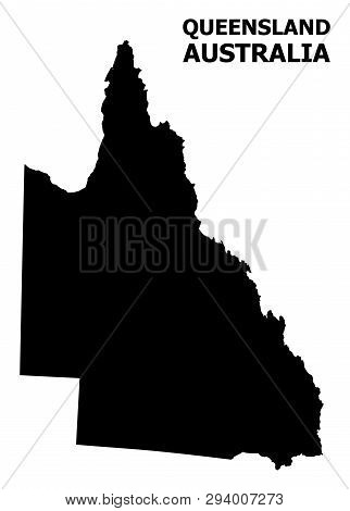 Vector Map Of Australian Queensland With Title. Map Of Australian Queensland Is Isolated On A White 