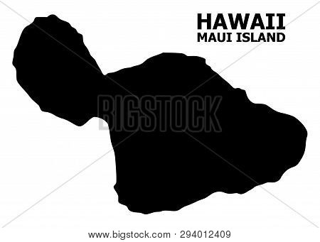 Vector Map Of Maui Island With Name. Map Of Maui Island Is Isolated On A White Background. Simple Fl
