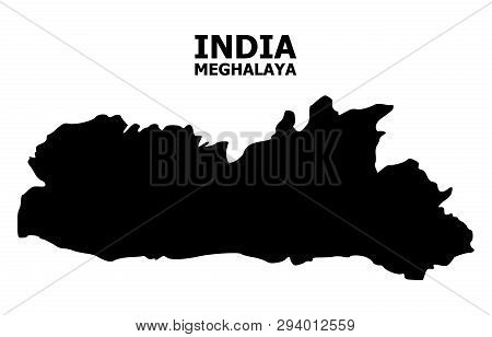 Vector Map Of Meghalaya State With Title. Map Of Meghalaya State Is Isolated On A White Background. 