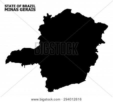 Vector Map Of Minas Gerais State With Title. Map Of Minas Gerais State Is Isolated On A White Backgr