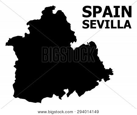 Vector Map Of Sevilla Province With Name. Map Of Sevilla Province Is Isolated On A White Background.