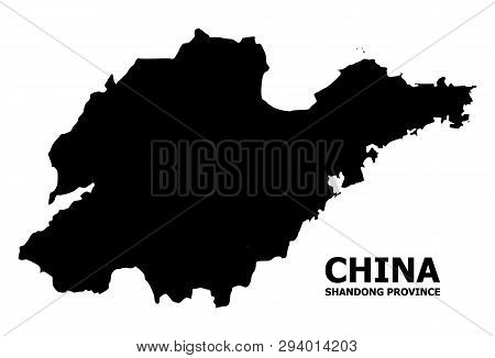 Vector Map Of Shandong Province With Caption. Map Of Shandong Province Is Isolated On A White Backgr