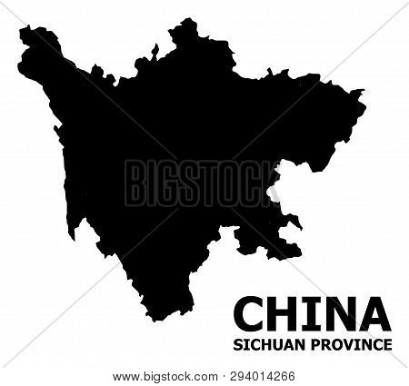 Vector Map Of Sichuan Province With Name. Map Of Sichuan Province Is Isolated On A White Background.
