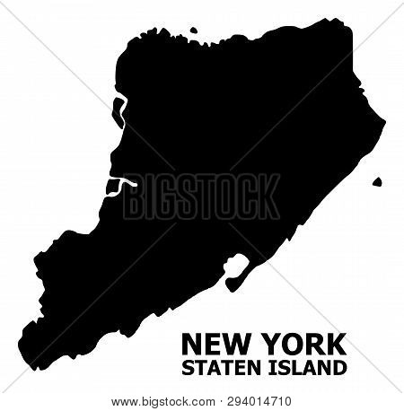 Vector Map Of Staten Island With Caption. Map Of Staten Island Is Isolated On A White Background. Si