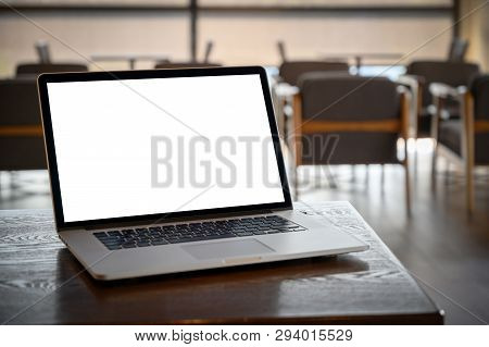 Mockup Image Of Business Laptop With Blank Screen On Table Blank Copy Space Screen For Your Advertis