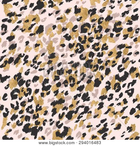 Animal Skin Seamless Pattern. Leopard`s Spotted Fur Imitation. Creative Leopard Rosettes Background 