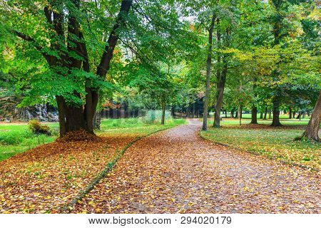 Monza Large Park In Autumn. At Monza. Italy