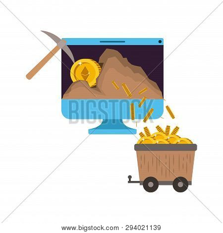 Cryptocurrency Etherum Coins Set Icons Vector Illustration Design