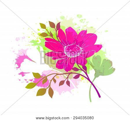 Watercolor Abstract Floral Background. Spring Or Summer Design. Decorative Element. Vector Nature Il