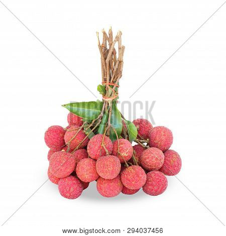 Red Lychees Fresh Isolated On White Background