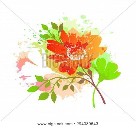 Watercolor Abstract Floral Background. Spring Or Summer Design. Decorative Element. Vector Nature Il