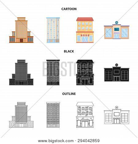 Vector Illustration Of Municipal And Center Sign. Set Of Municipal And Estate   Vector Icon For Stoc