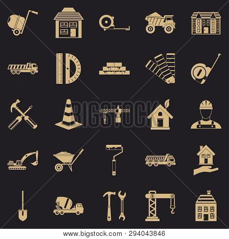 Erection Icons Set. Simple Set Of 25 Erection Vector Icons For Web For Any Design