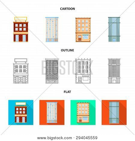 Vector Design Of Municipal And Center Icon. Set Of Municipal And Estate   Stock Vector Illustration.