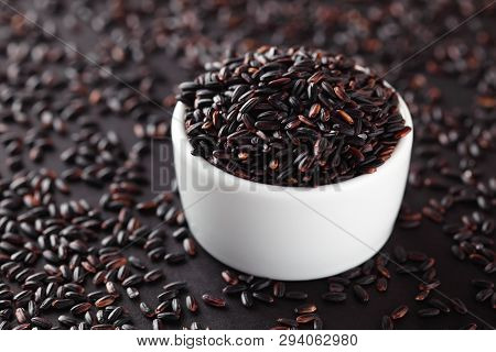 Nerone Rice In A Bowl. (organic Black Nerone Rice) - Exclusive Type Of Black Rice.