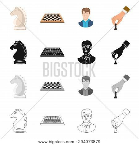 Vector Illustration Of Checkmate And Thin Icon. Set Of Checkmate And Target Vector Icon For Stock.