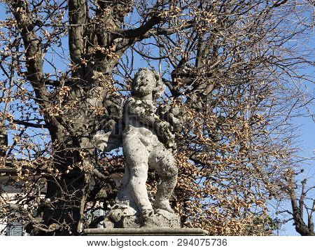 Montevecchia, Lecco, Brianza, Lombardy, Italy: Old Statue Of Historic Villa